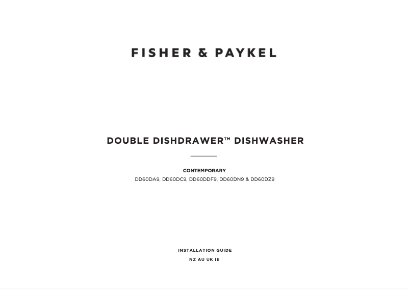 Page n°1 - Guide d'installation Fisher & Paykel DD60D2HNX9