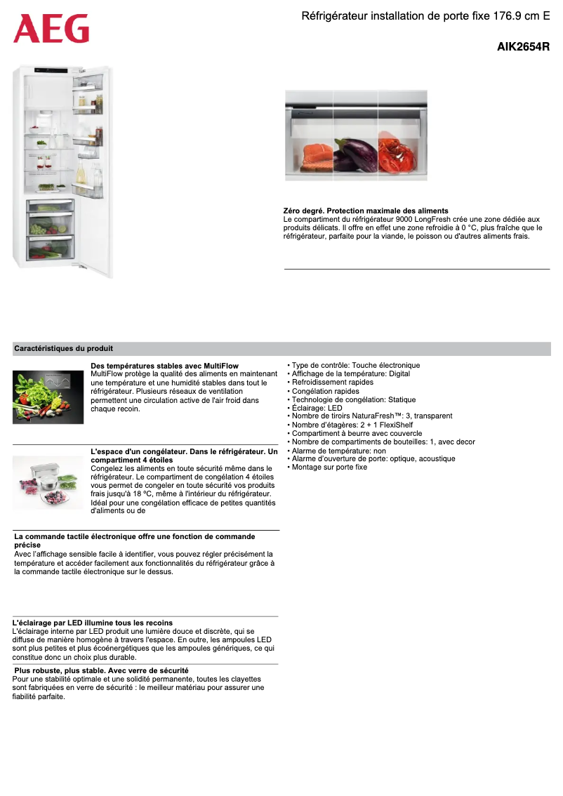 Page n°1 - Fiche technique AEG AIK2654R