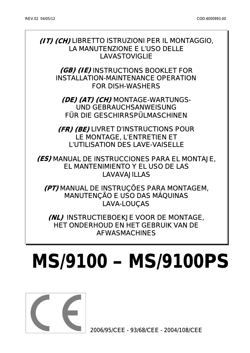 Page n°1 - Manuel utilisateur Mach MS/9100