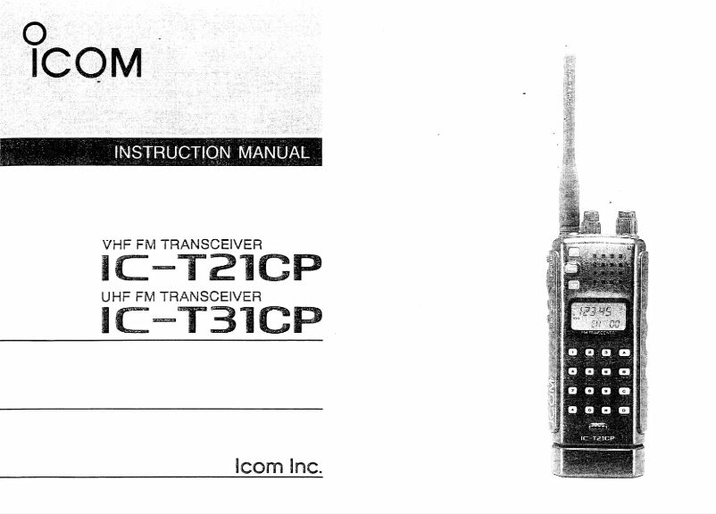 Page n°1 - Manuel utilisateur ICOM IC-T21