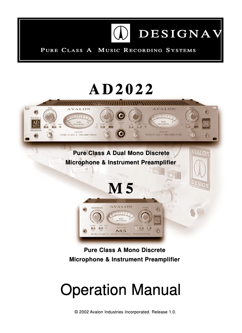 Page 1 de la notice Manuel utilisateur Avalon AD2022