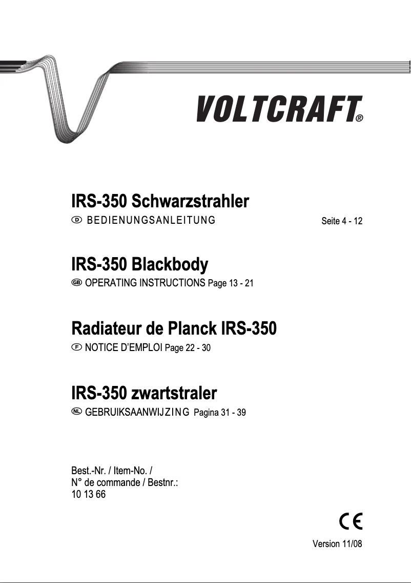 Page 1 de la notice Manuel utilisateur Voltcraft IRS-350