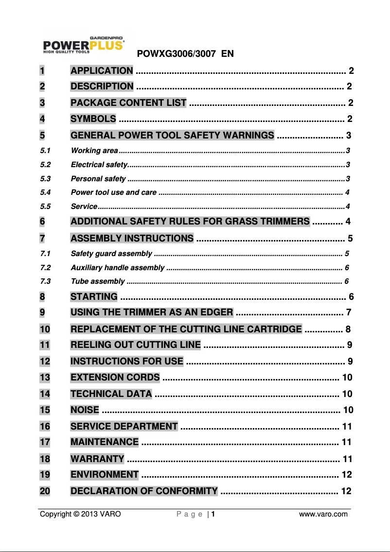 Página 1 del manual Manual de usuario PowerPlus POWXG3007