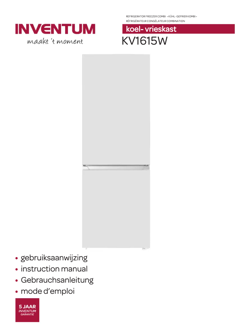 Page 1 de la notice Manuel utilisateur Inventum KV1615W