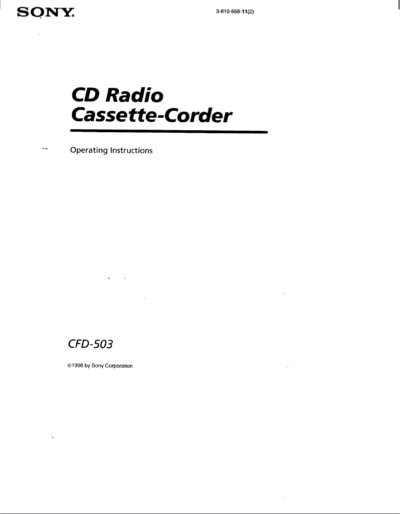 Page 1 de la notice Manuel utilisateur Sony CFD-503