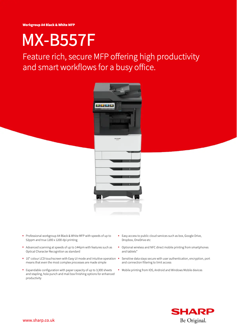 Image de la première page du manuel de l'appareil MX-B557F