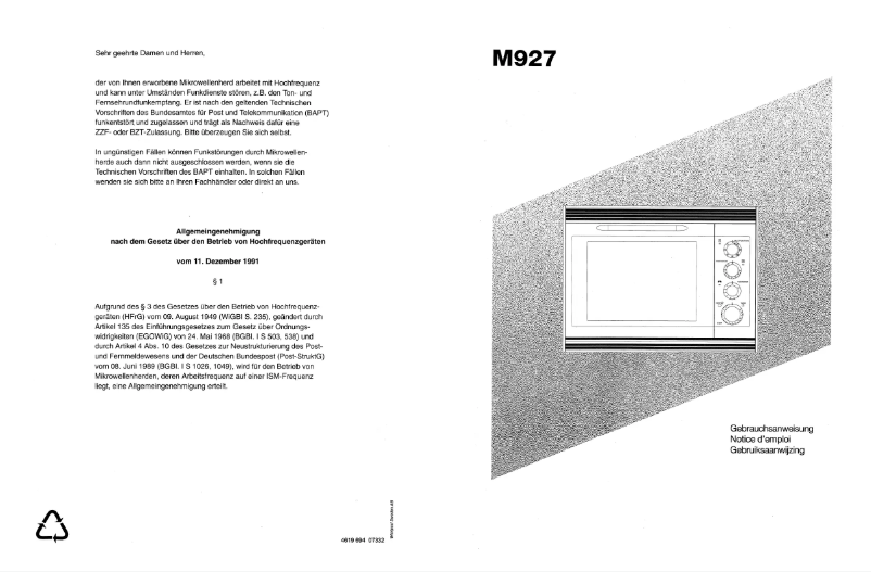 Page 1 de la notice Manuel utilisateur Whirlpool AVM 927 WH