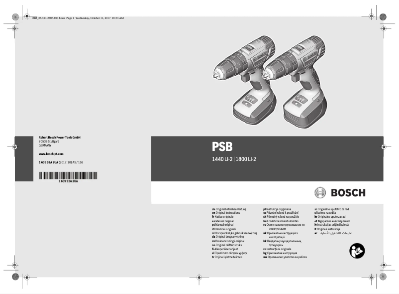 Page 1 de la notice Manuel utilisateur Bosch PSB 1800 LI-2