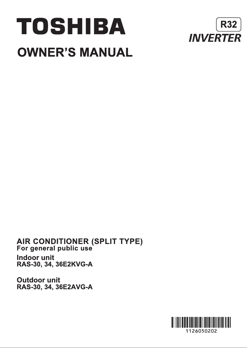 Page 1 de la notice Manuel utilisateur Toshiba RAS-30E2KVG-A