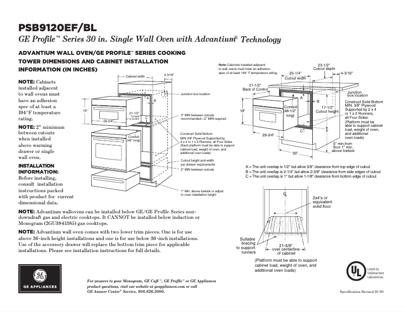 Página 1 del manual Ficha técnica GE PSB9120EFES