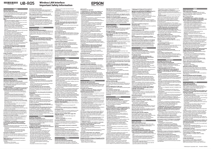 Page n°1 - Instructions de sécurité Epson UB-R05