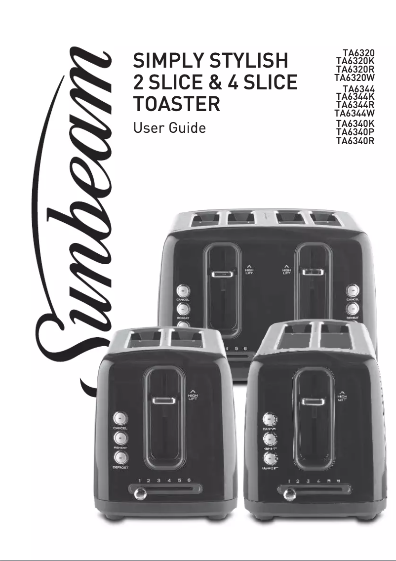 Page 1 de la notice Manuel utilisateur Sunbeam Simply Stylish TA6320