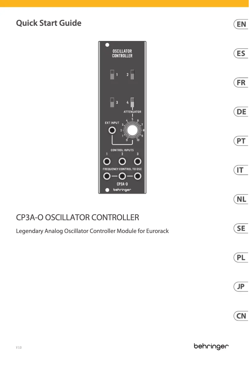Page n°1 - Guide de démarrage rapide Behringer System 55 CP3A-O Oscillator Controller