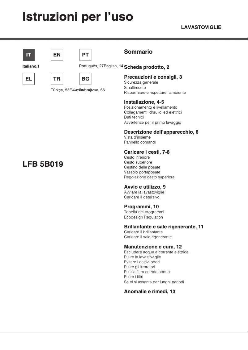 Image de la première page du manuel de l'appareil LFB 5B019 EU