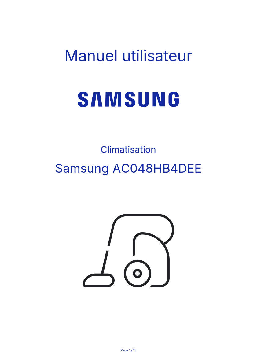 Page n°1 - Manuel utilisateur Samsung AC048HB4DEE