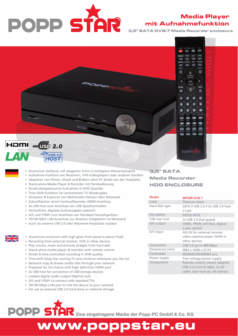 Page n°1 - Manuel utilisateur Poppstar MP30R-DVBT