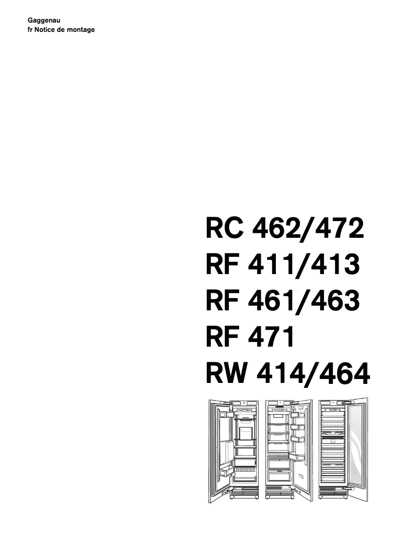 Page 1 de la notice Guide d'installation Gaggenau RF413301