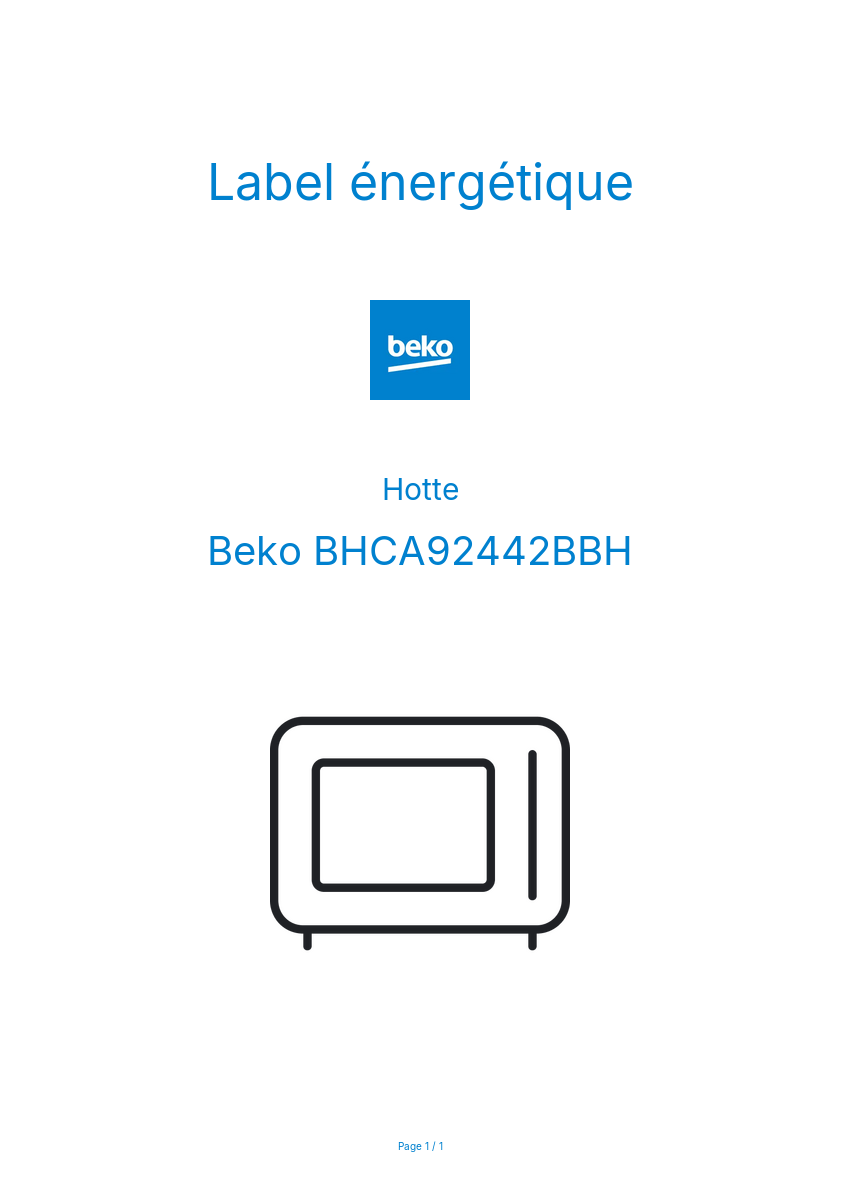 Image de la première page du manuel de l'appareil BHCA92442BBH