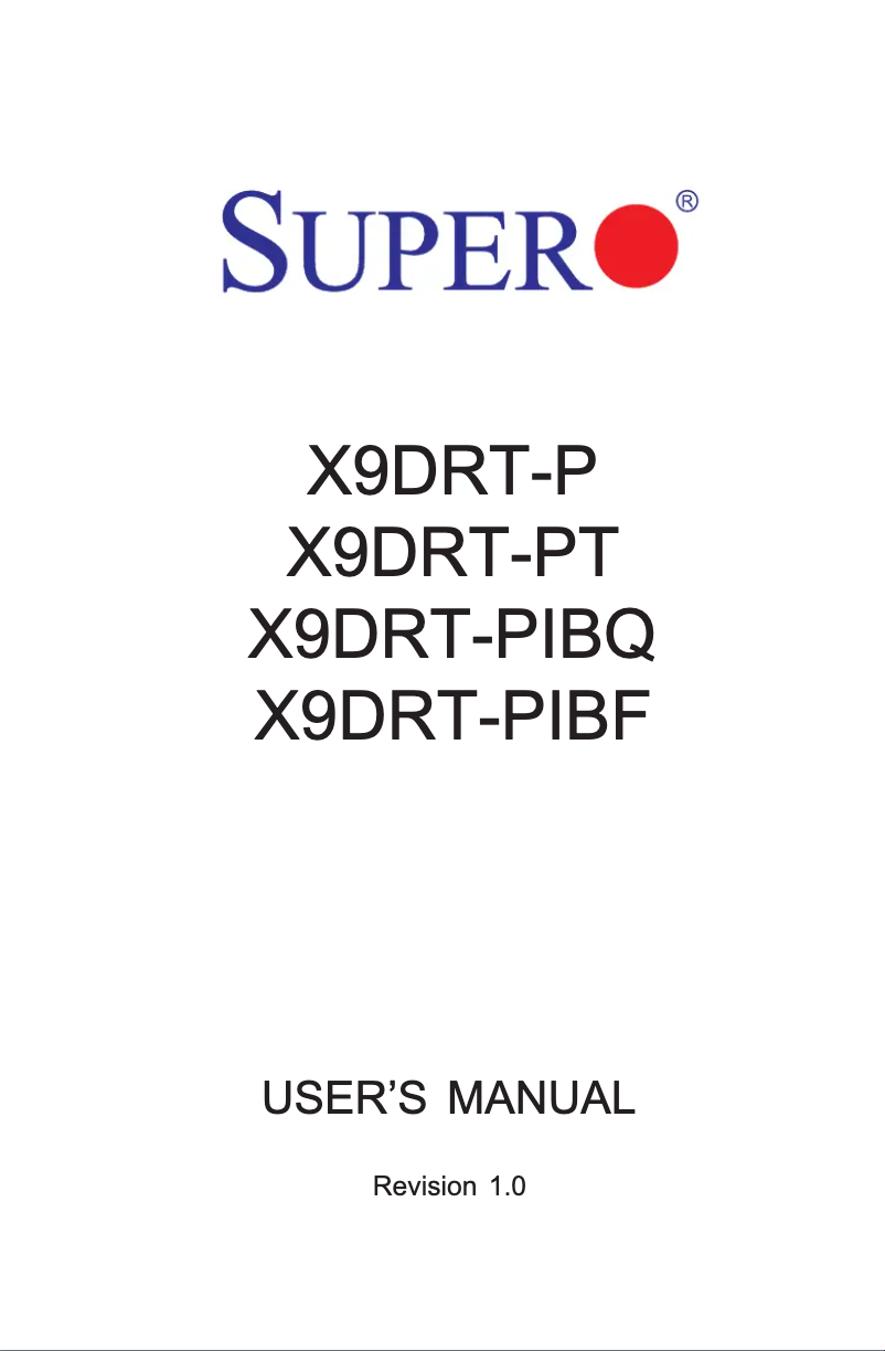 Page 1 de la notice Manuel utilisateur Supermicro X9DRT-PIBF