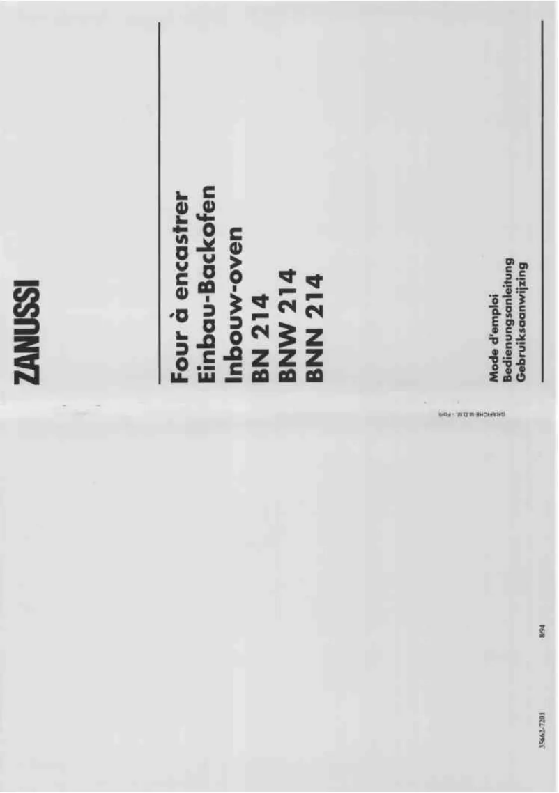 Page n°1 - Manuel utilisateur Zanussi BNN214