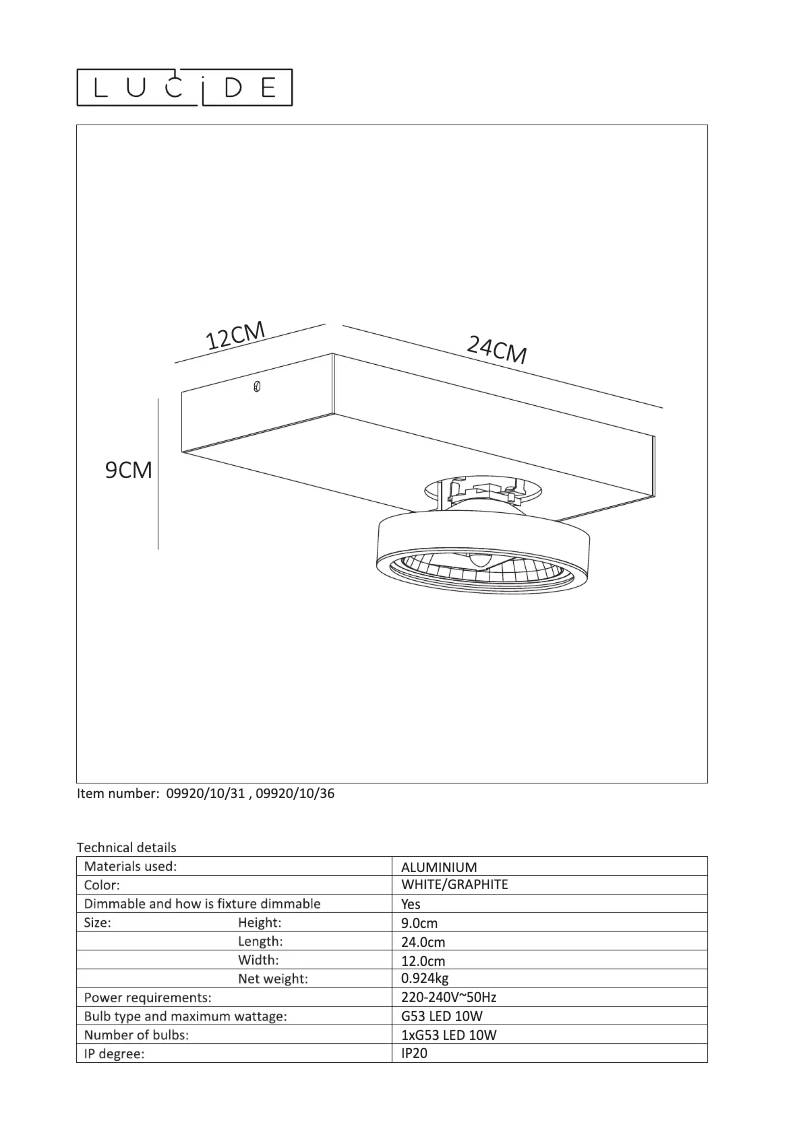 Page n°1 - Manuel utilisateur Lucide Nenad ar111 09920/10/36