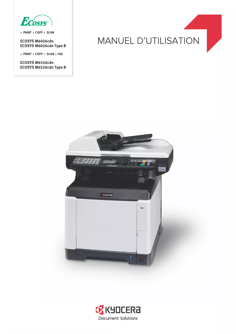 Page 1 de la notice Manuel utilisateur Kyocera Ecosys M6026cdn