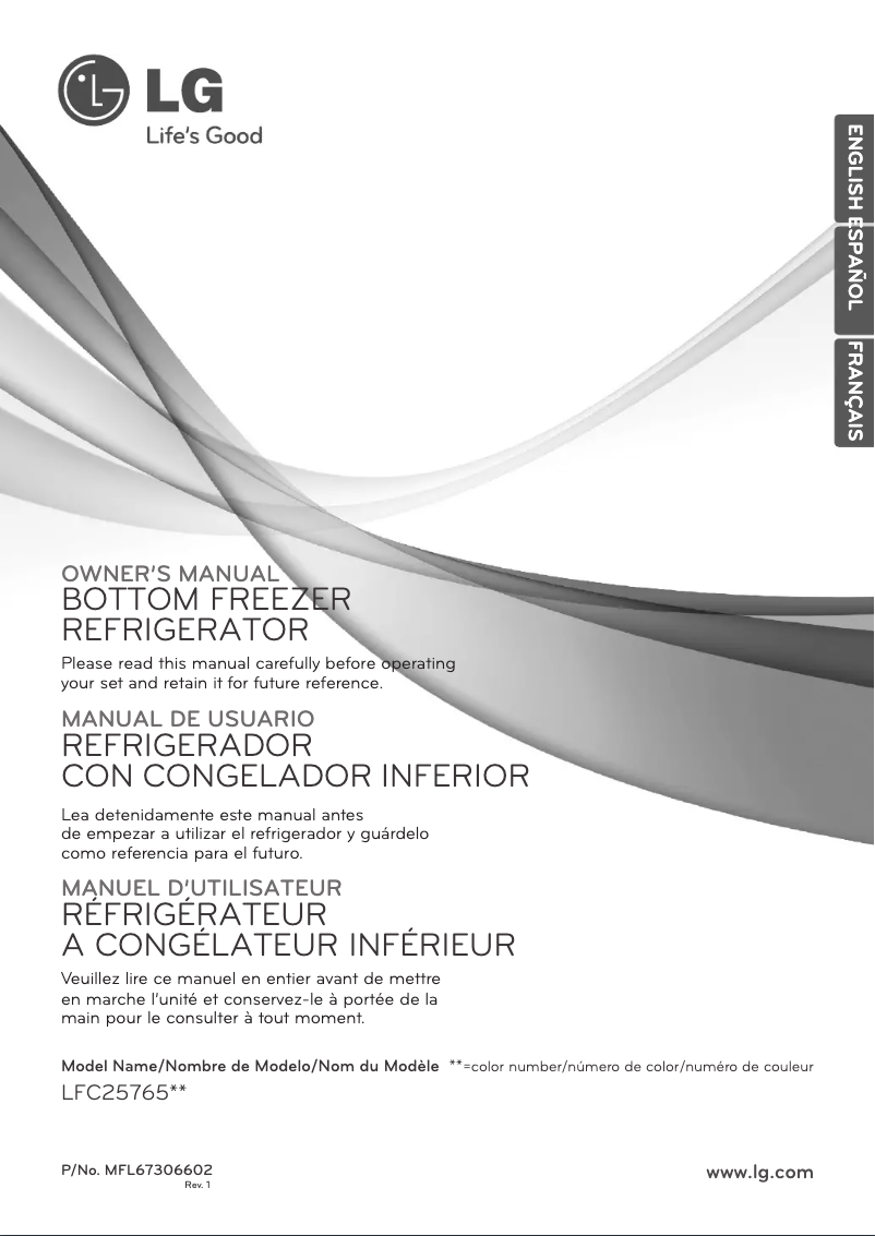 Page 1 de la notice Manuel utilisateur LG LFC25765ST