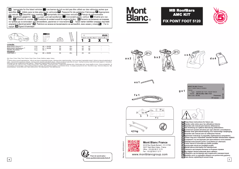 Page 1 de la notice Manuel utilisateur Mont Blanc AMC 5120