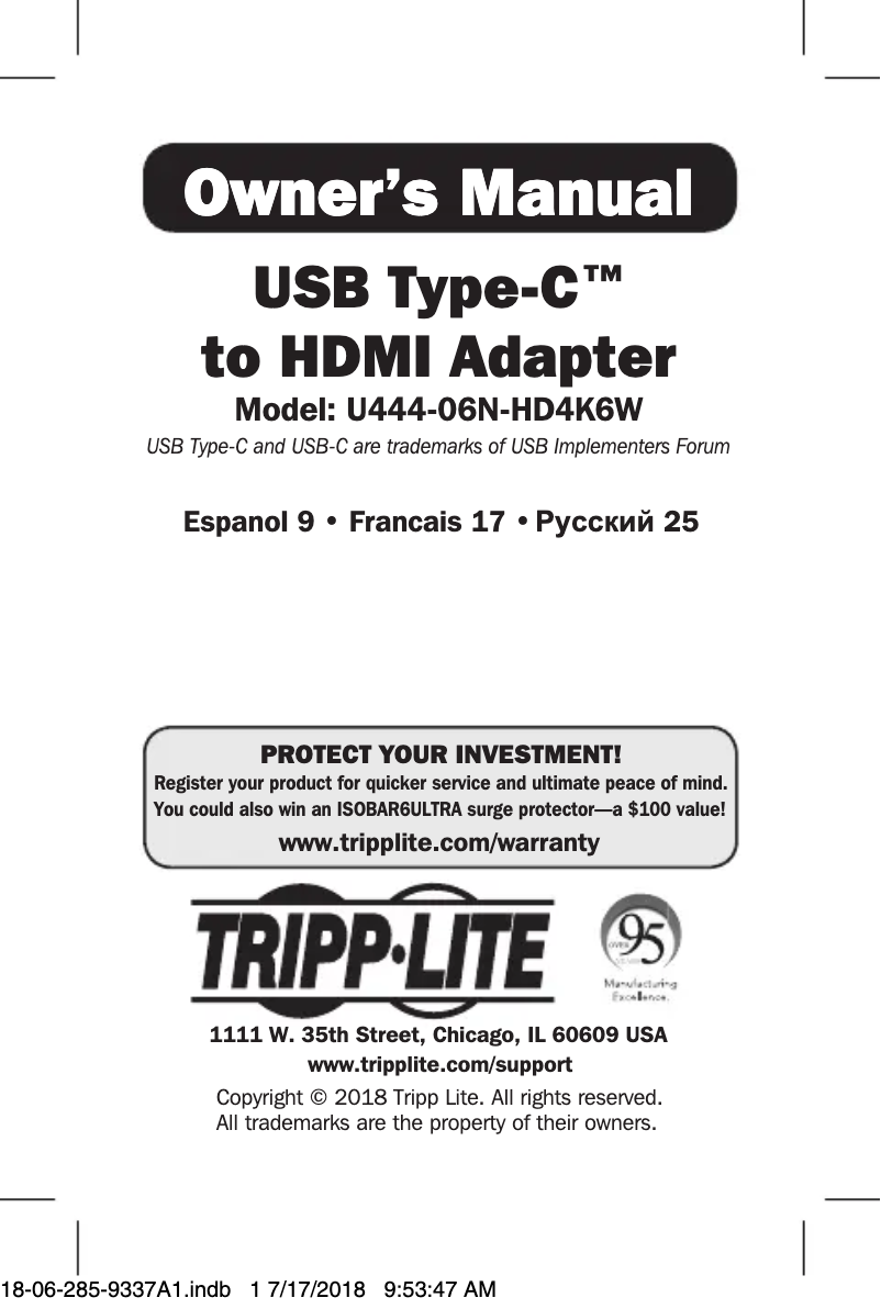 Página 1 del manual Manual de usuario Tripp Lite U444-06N-HD4KRA