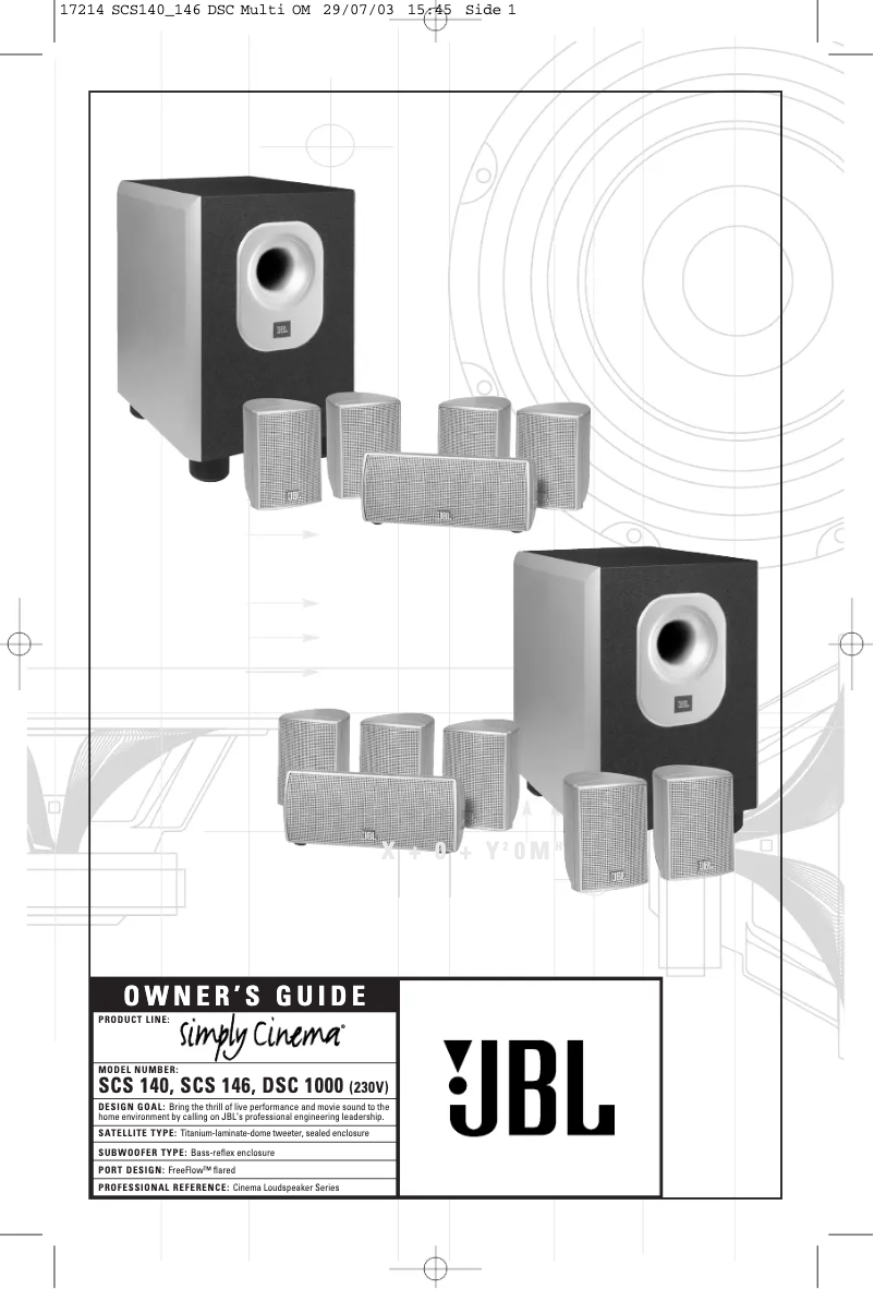 Page 1 de la notice Manuel utilisateur JBL SCS 140