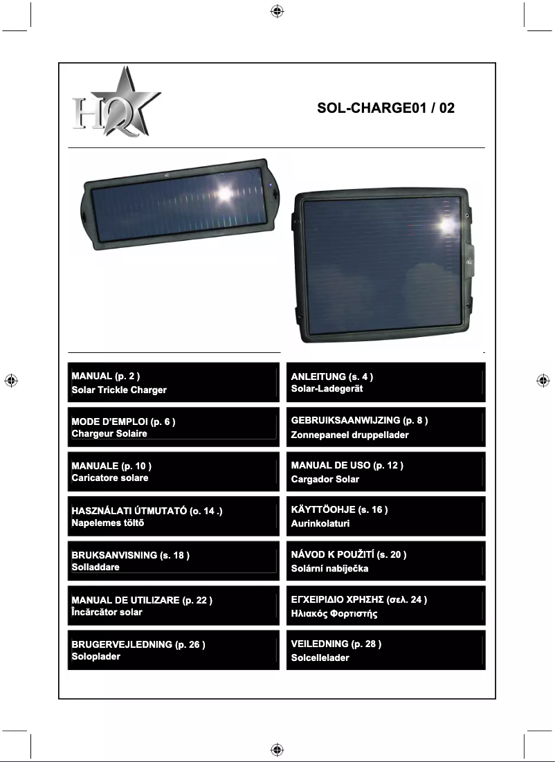 Page 1 de la notice Manuel utilisateur HQ SOL-CHARGE02