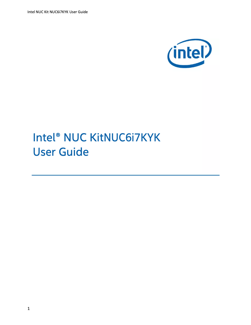 Page 1 de la notice Manuel utilisateur Intel NUC6I7KYK