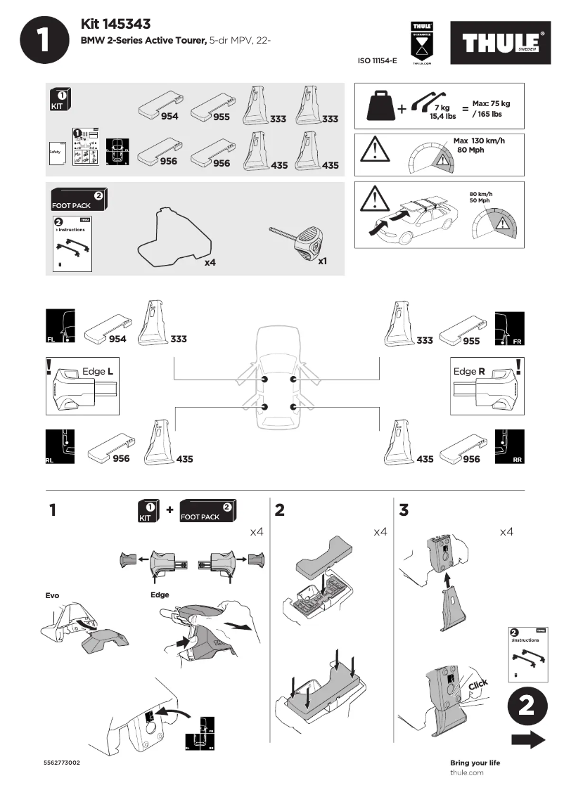 Page n°1 - Manuel utilisateur Thule Kit 145343