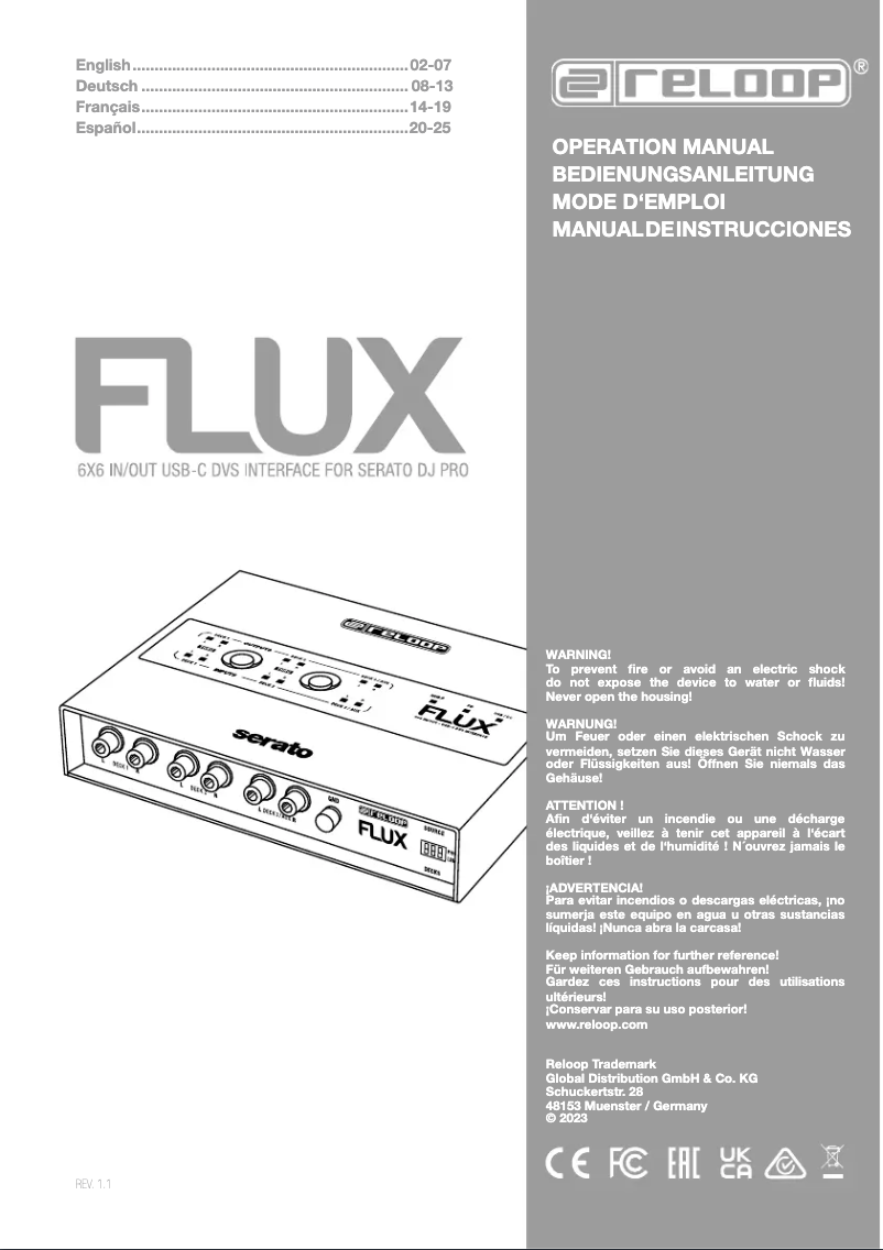 Page n°1 - Manuel utilisateur Reloop Flux
