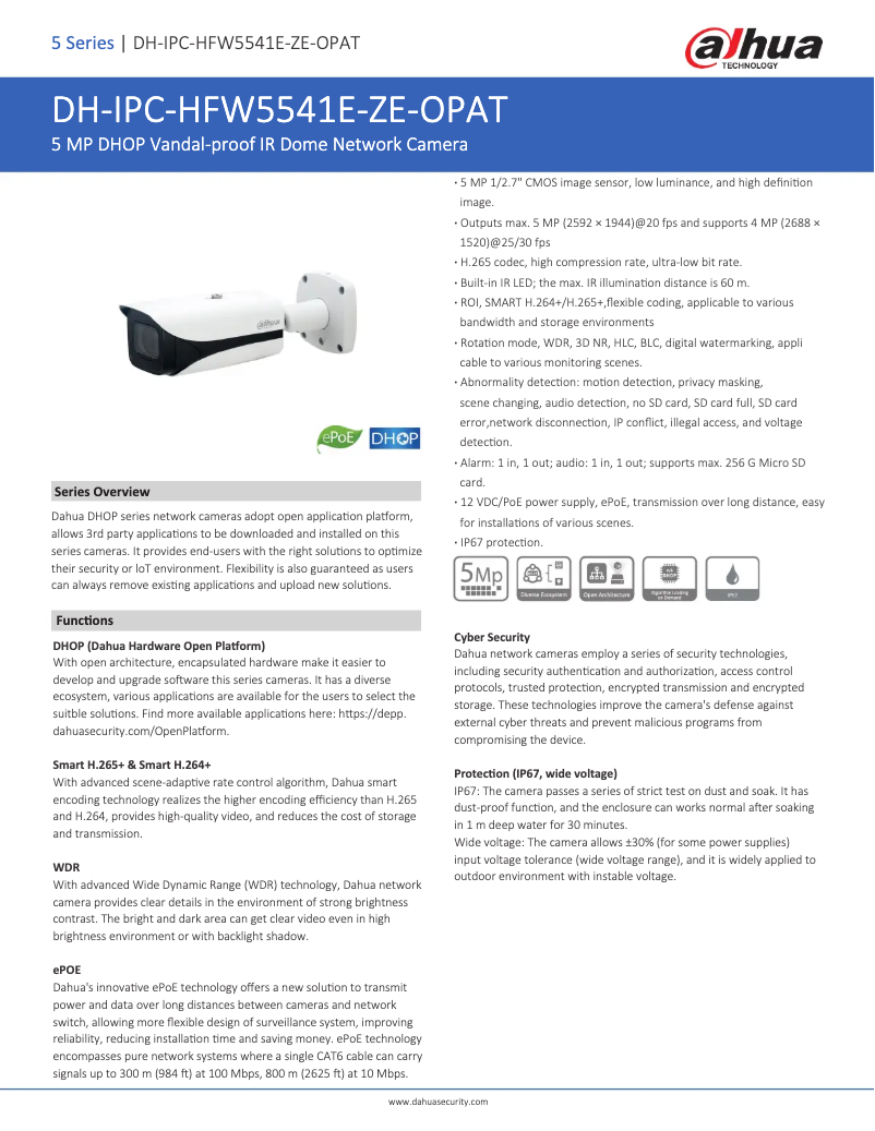 Image de la première page du manuel de l'appareil IPC-HFW5541E-ZE-OPAT