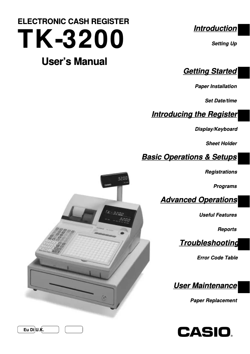 Page 1 de la notice Manuel utilisateur Casio TK-3200