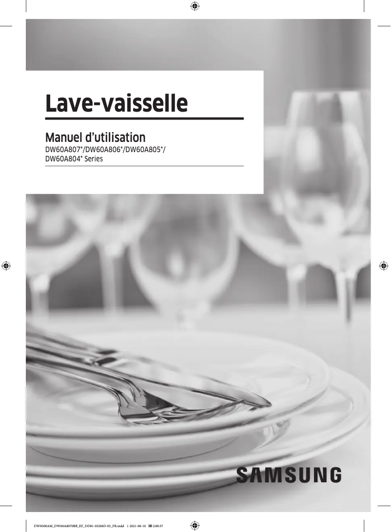 Page 1 de la notice Manuel utilisateur Samsung DW60A8050FG