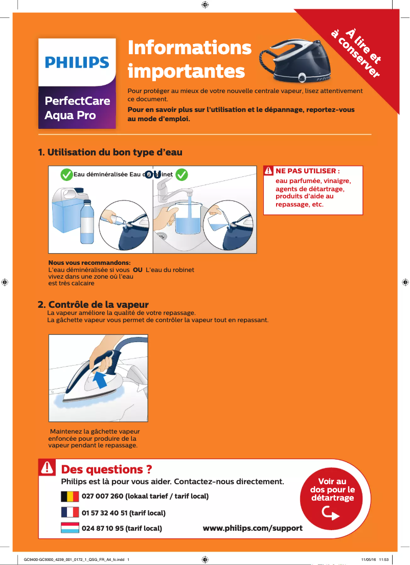 Image de la première page du manuel de l'appareil Perfect Care Aqua Pro GC9315