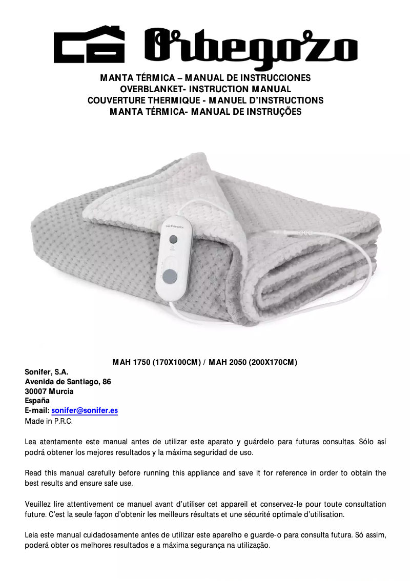 Page 1 de la notice Manuel utilisateur Orbegozo MAH 1750