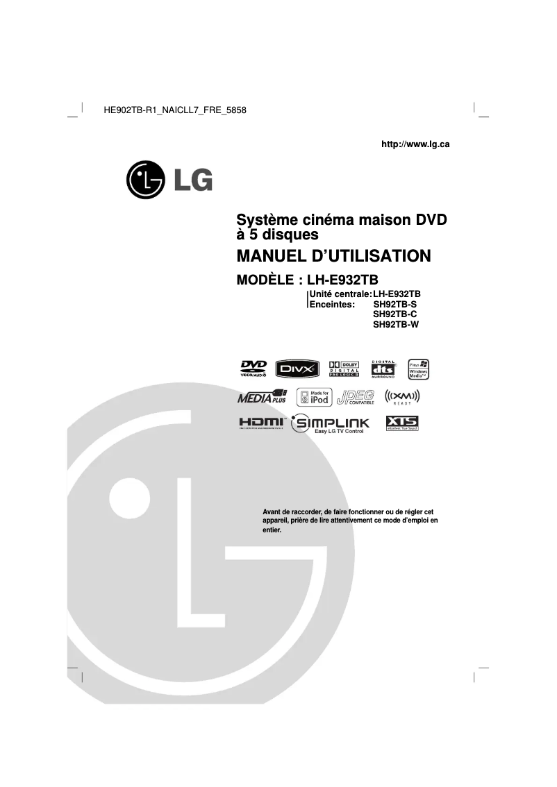 Página 1 del manual Manual de usuario LG LH-E932TB