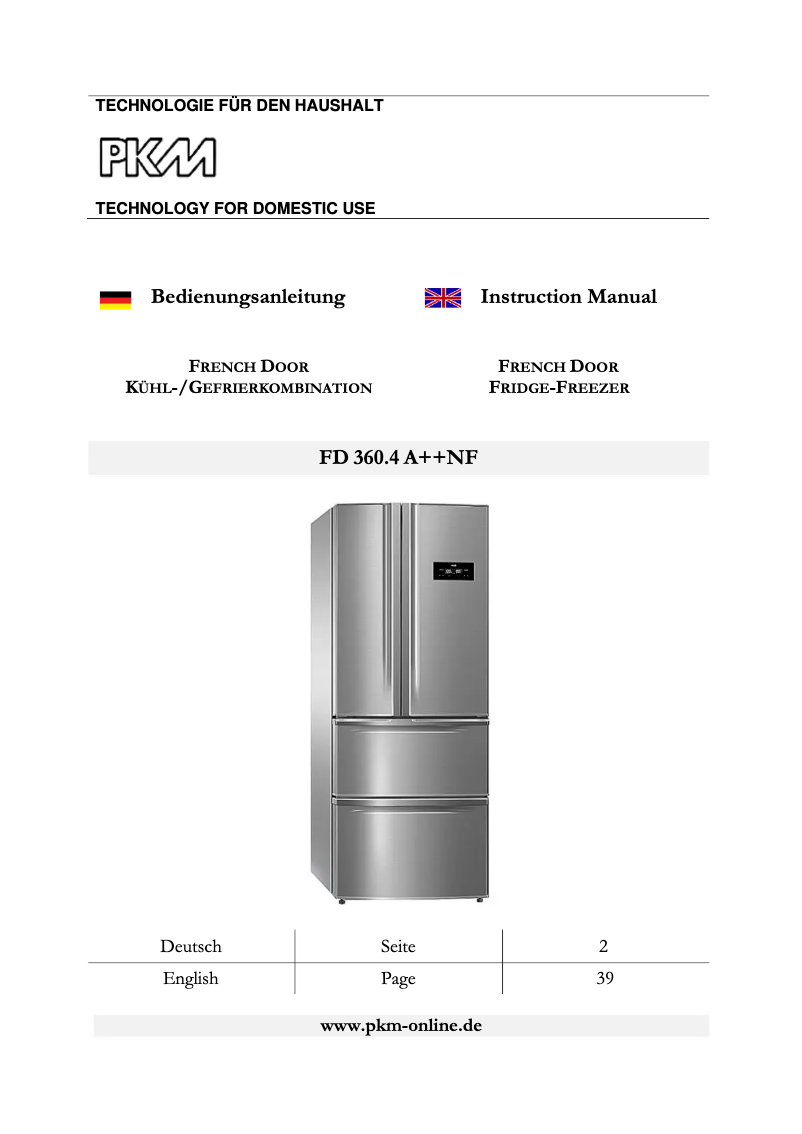 Page 1 de la notice Manuel utilisateur PKM FD360.4A++NF
