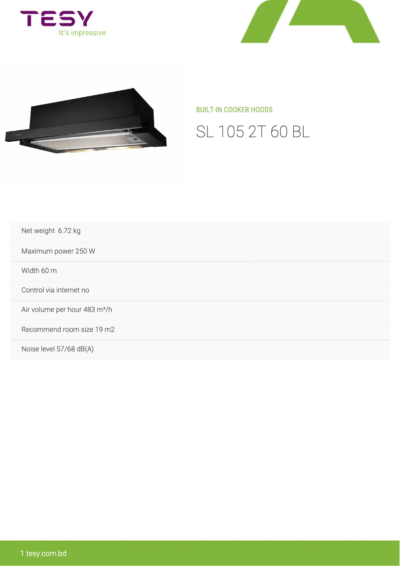 Page 1 of the manual User Manual Tesy SL 105 2T 60 BL