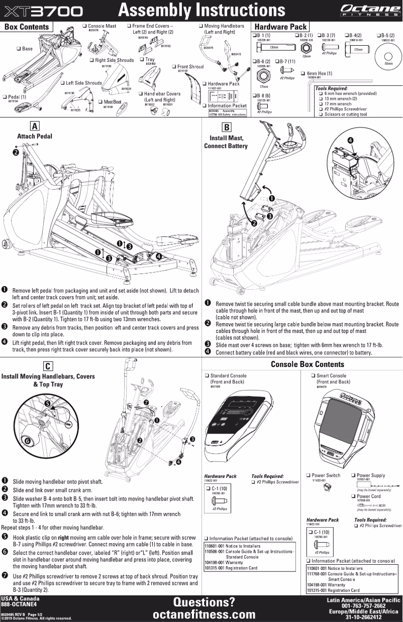 Page n°1 - Instructions / montage Octane XT3700