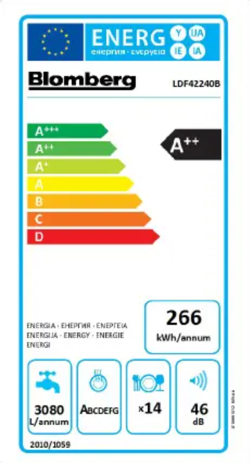 Page 1 de la notice Label énergétique Blomberg LDF42240