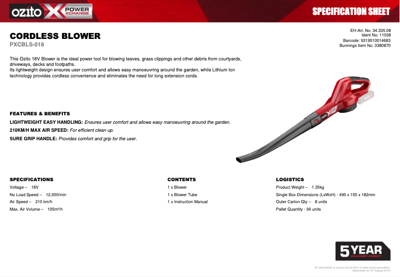 Imagen de la primera página del manual del dispositivo PXCBLS-018