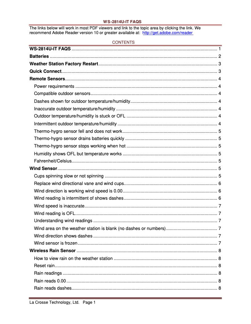 Image de la première page du manuel de l'appareil WS-2814U-IT