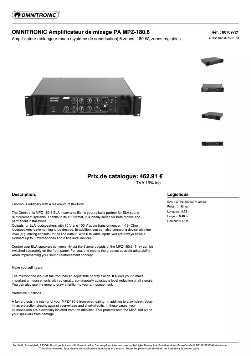 Image de la première page du manuel de l'appareil MPZ-180