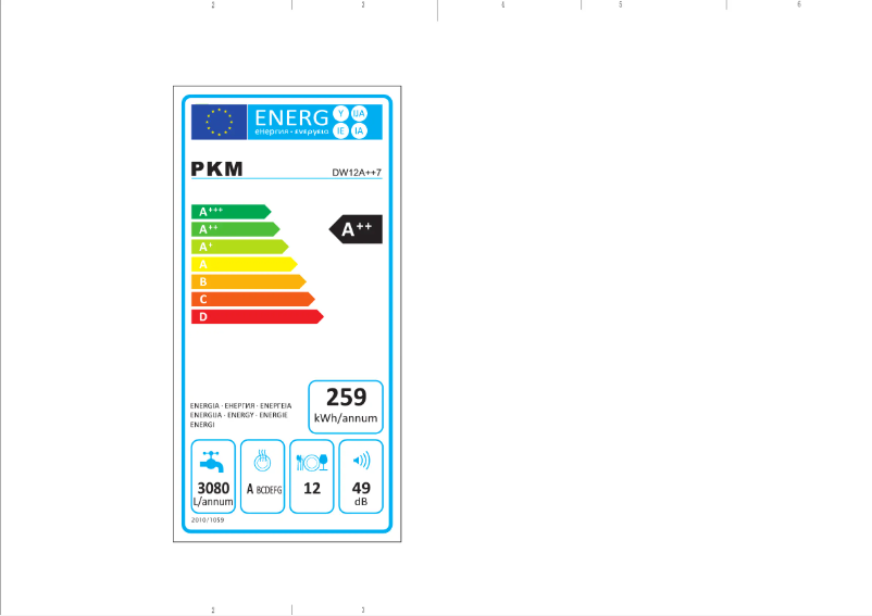 Page 1 de la notice Label énergétique PKM DW12A++7
