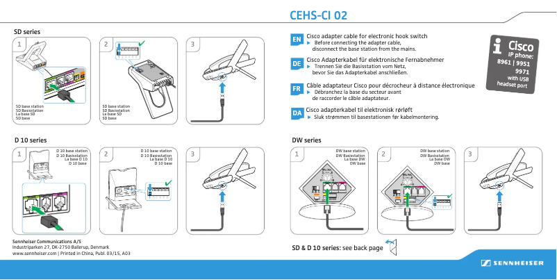 Page 1 de la notice Mode d'emploi Sennheiser CEHS-CI 02