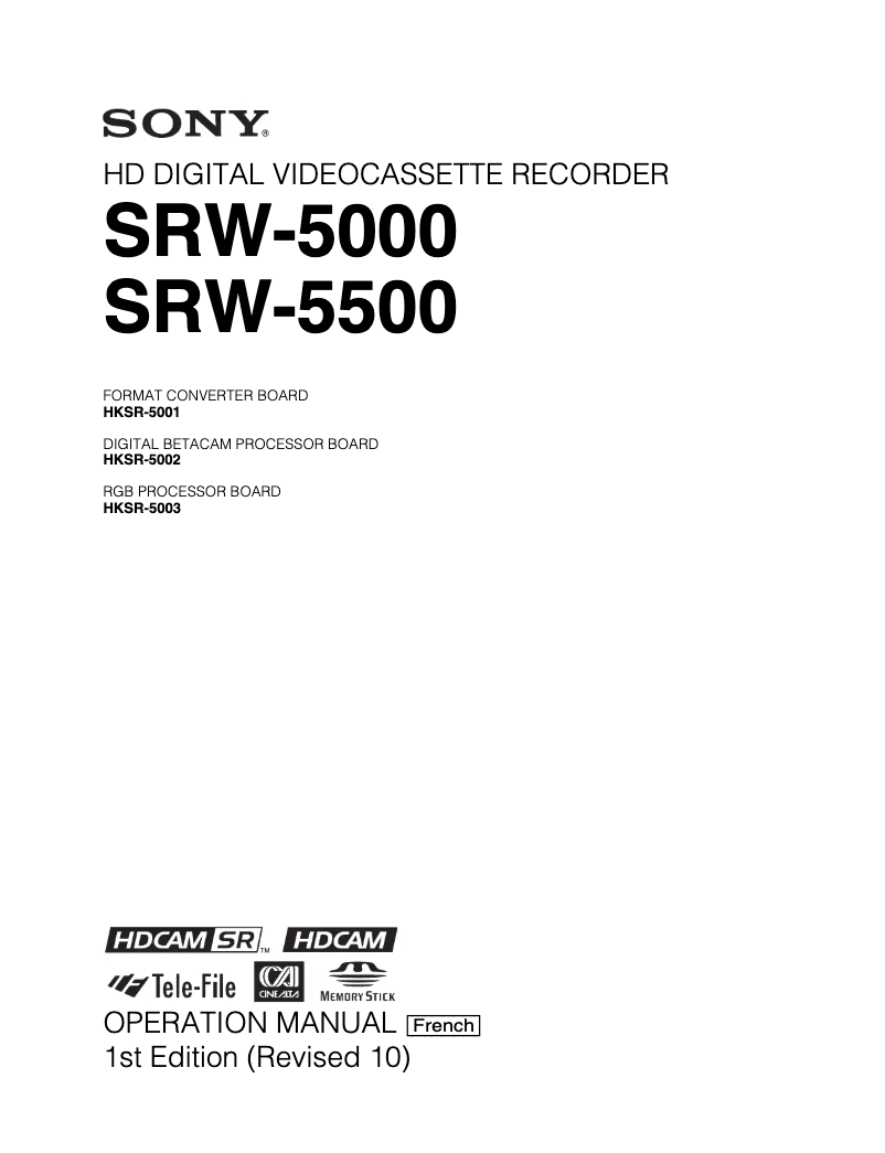 Image de la première page du manuel de l'appareil SRW-5500